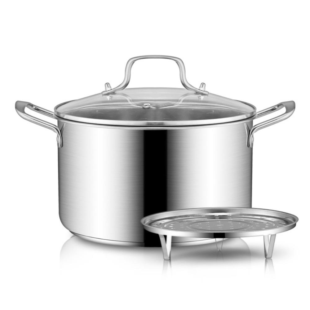26/28CM Stainless Steel Soup Pot Daily Use With Lid Stainless Steel Stock Pot Milk Boiling Water Cooking Cooking Pots