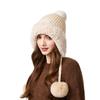 Outdoor Velvet Warm Wool Hat Women's Winter Plush Edge Ear Protection Wool Ball Knitted Hat