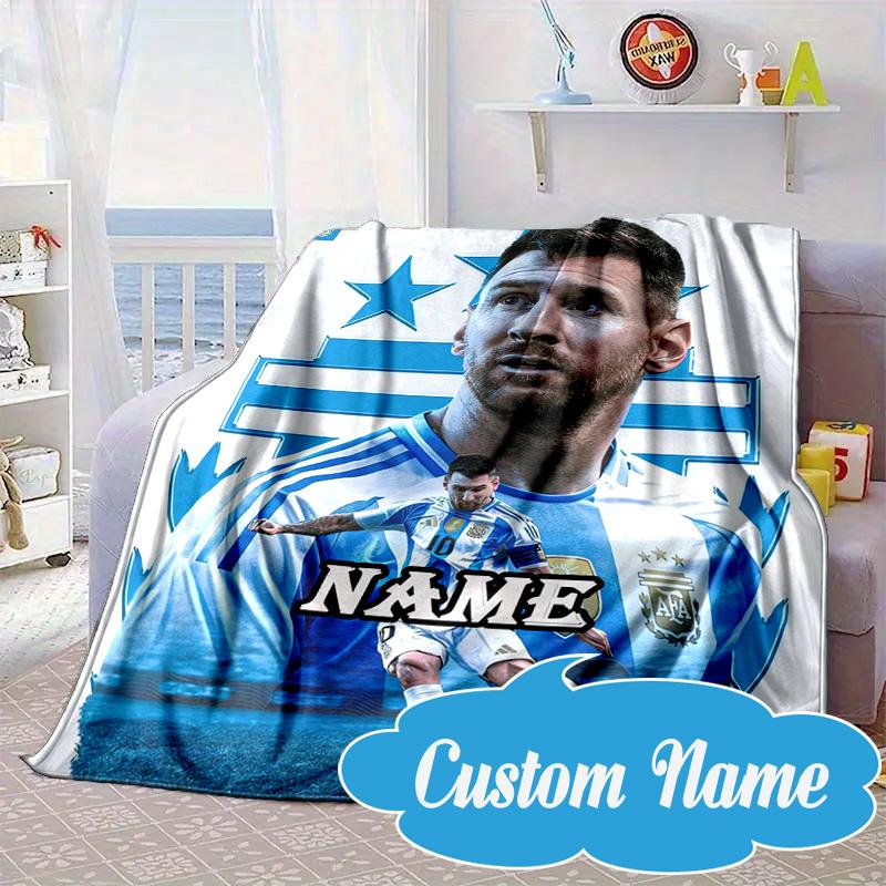 Custom Name Argentina's Messi Celebration Blanket bed sofa Blanket Flannel Blanket for Camping, Hiking, Picnic Essentials,gift for Fan family