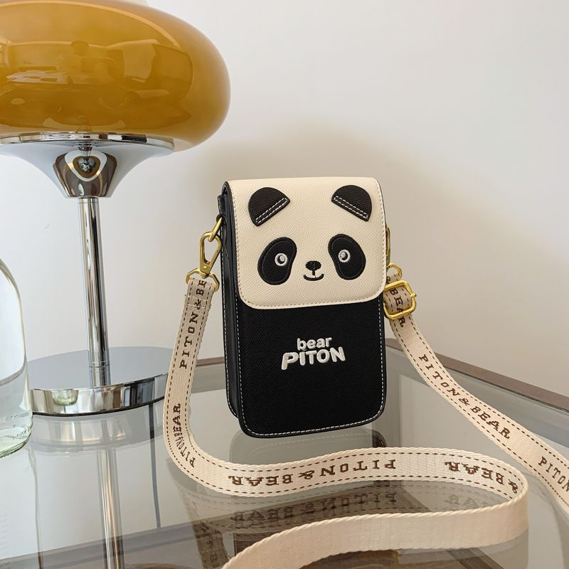 

2025 Новое поступление Сумка для мобильного телефона Панда Женская через плечо Дизайн для особых интересов Странная маленькая сумка Детская милая маленькая сумка-мессенджер Black