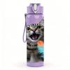 1PC Playful Cat With Feather Toy Print 750ml Color Plastic Sports Water Bottle Leakproof Flip Straw Lid Suitable for Sports Office Home Use