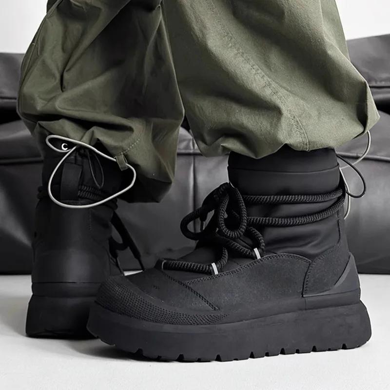 Winter Kurz Einfarbig Herren Plüsch High Top Dickbesohlte Schneestiefel Mode Vielseitig Warm Weich Bequem Haarige Baumwollstiefel