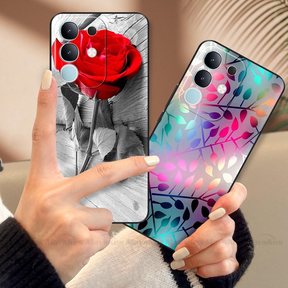 For Vivo Y29 4G Case Cover 2025 Lovely Flowers Soft Silicone Capa Phone Cases For Vivo Y29 4G Case Cartoon Shockproof Bags Coque