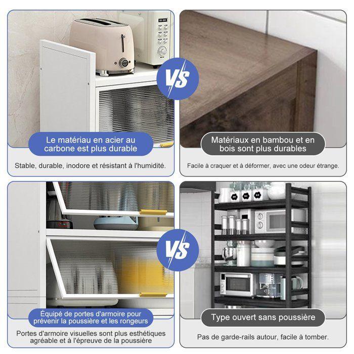 Armoire De Cuisine - SEVENCOMFORT - Buffet De Cuisine - 4 Étagères - Métal - Blanc