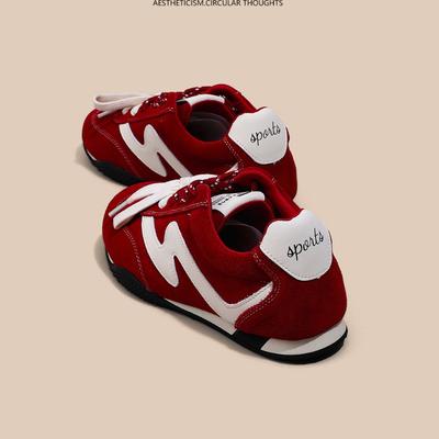 Red Retro Soft-soled German Training Shoes Women's 2025 New Autumn Versatile Popular Casual Sports Shoes Super Fire Forrest Gump Shoes