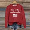 Ladies Fashion Casual Long Sleeve Printed Round Neck  Pullover Top