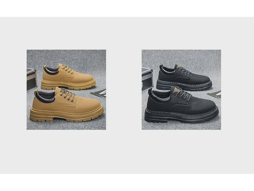 Durable Men's Retro British Style Martin Boots - 2024 Spring/Summer, Versatile Low-Top with Thick Soles.