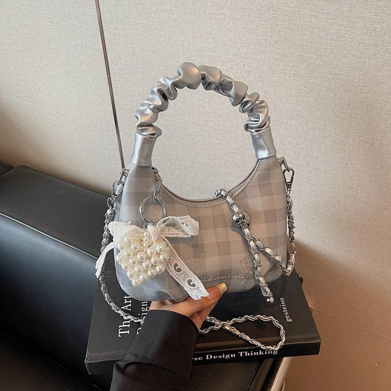 High-End Nischentasche Damen Sommer neue Mode Ketten Umhängetasche Karomuster tragbare Knödeltasche