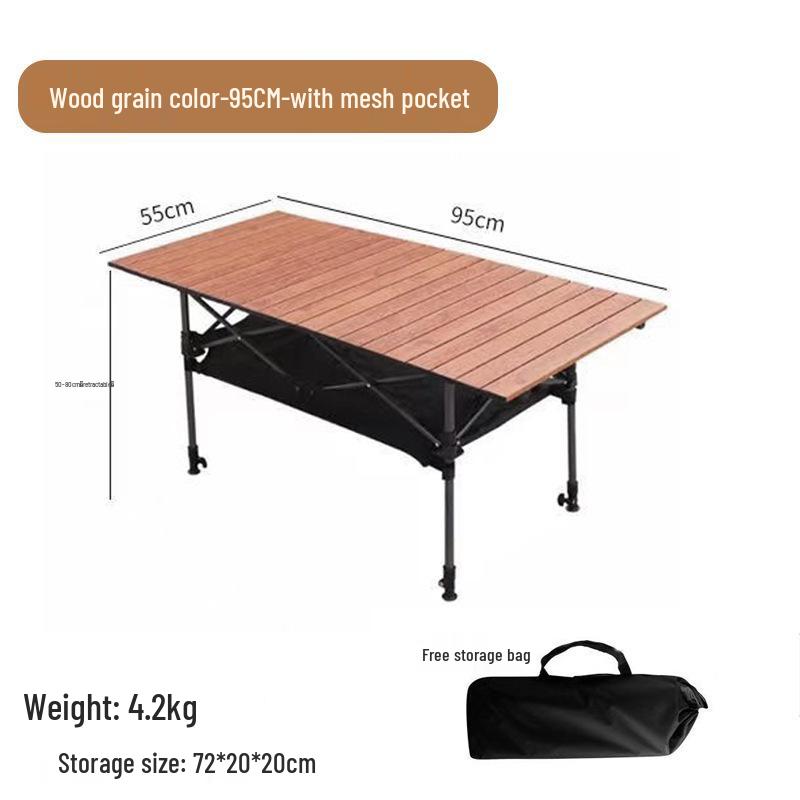 Portable Metal Roll-Up Folding Table for Camping, Picnic, and BBQ