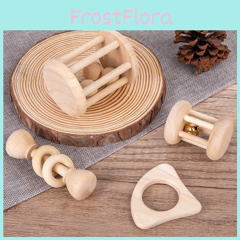 Wooden Baby Rattle Set With Sound Rescue For Early Childhood Learning And Development