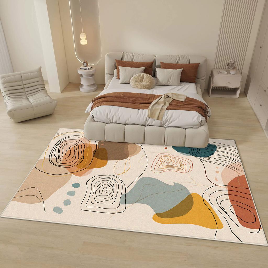 Moderní abstraktní koberec pro ložnici, k posteli, domácí dekorace, do obývacího pokoje, velké koberce, do obývacího pokoje, chlupatý, měkký, protiskluzová podložka pod nohy