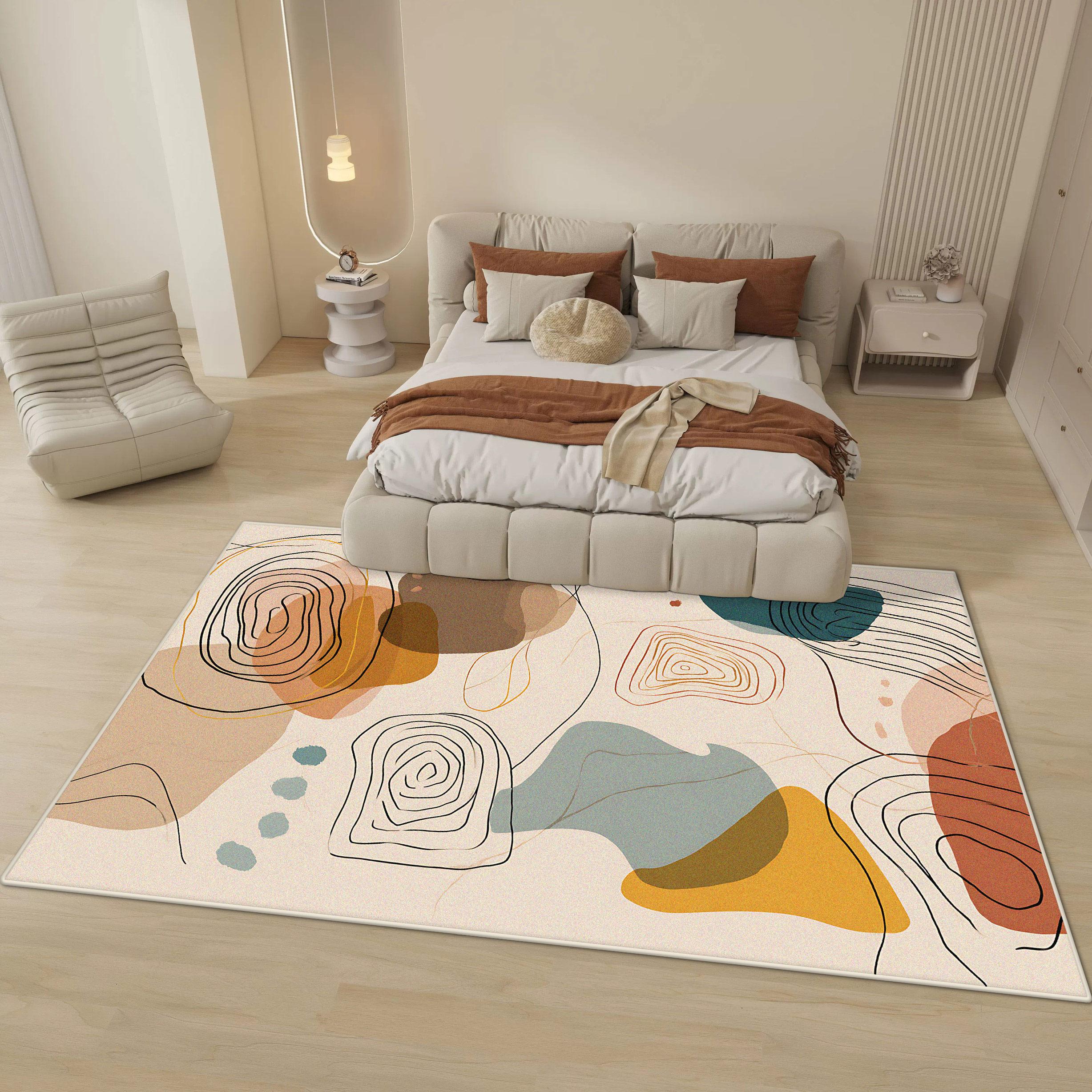 

Modern Abstract Style Rug for Bedroom Bedside Home Decoration Living Room Large Carpets Lounge Fluffy Soft Non-slip Foot Mat 60*90cm