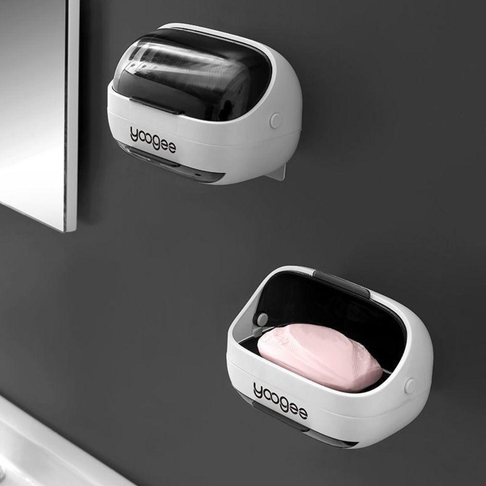With Lid Drain Soap Holder Wall Mounted Soap Dishes Box Eco Friendly Soap Dish Tray  Bathroom