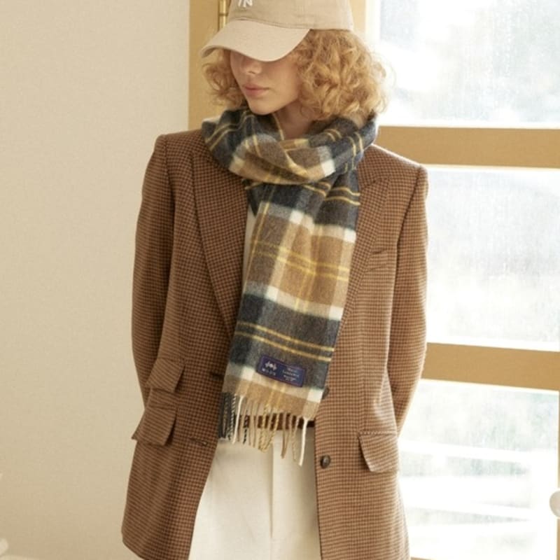 ABRAHAM MOON Merino Wool Muffler 25cm - Woodhouse Denim Yellow