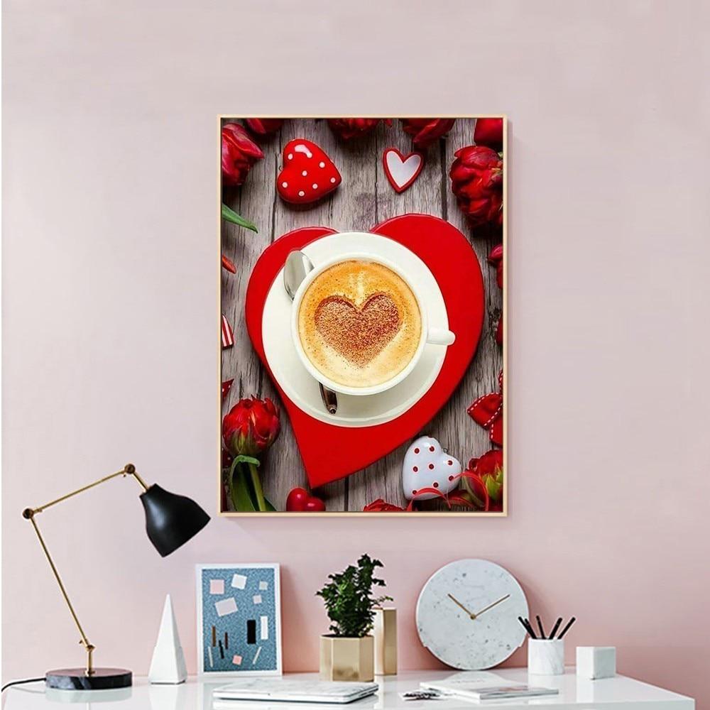 5D DIY Diamond Painting Full Round Coffee Diamond Mosaic Embroidery Sale Pictures