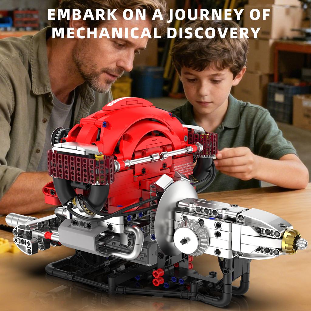 Moc 868Pcs New Creative Electric Rc App Control Beetle Engine Model Led Building Blocks Children'S Puzzle Toy Birthday Gift