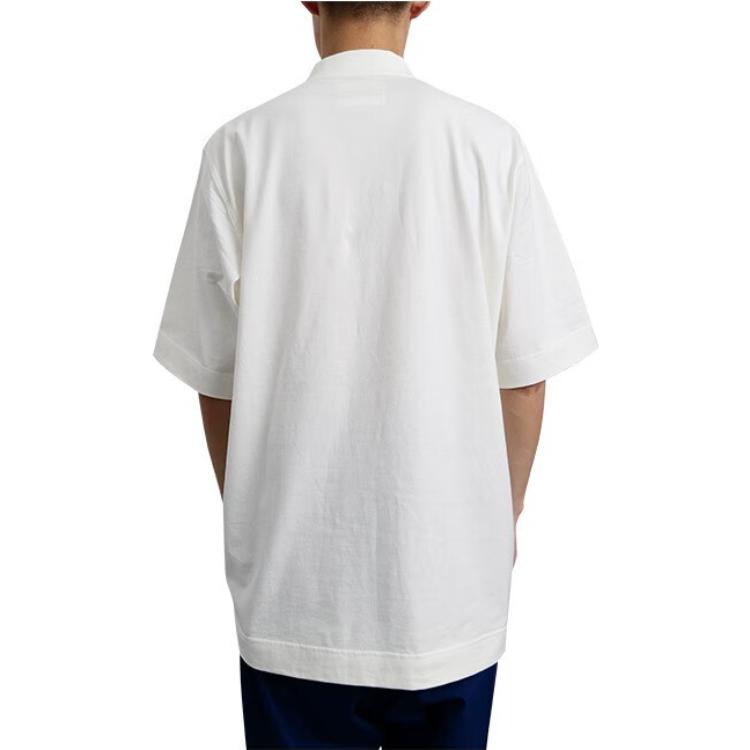 Y-3 SS23 Letter Logo Print Half-Zip Round Neck Short Sleeve T-Shirt Unisex Tops White IA3109