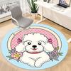 1 szt. Okrągły dywan Poodle Flowers do biura, Dywan do biura, do gier, Lekka okrągła mata podłogowa yy260205098