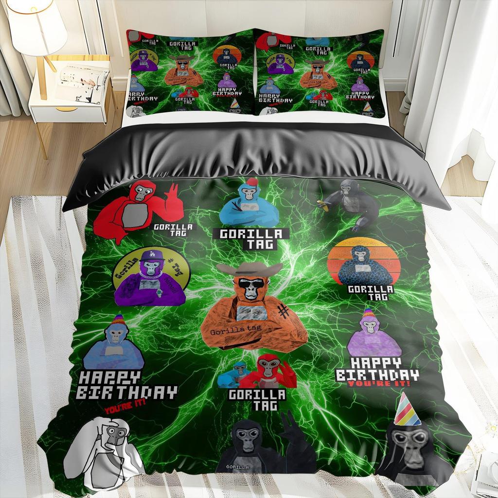 Gorilla Game Three-piece Quilt Cover 3D Digital Printing Bedding Set Bed Cover