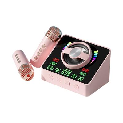Karaoke Machine Mini Wireless Microphone and Speaker KTV Set with 2 Microphone RGB Light Effects