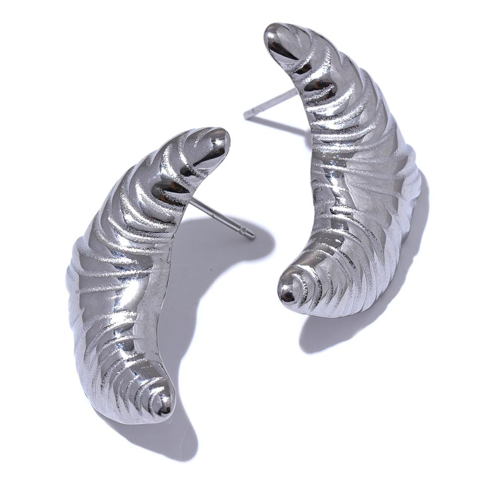 

Yhpup Stainless Steel Croissant Moon Stud Earrings for Women Anti Allergy Metal Charm Popular Jewelry 18K Gold PVD Plated