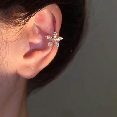 Y2K Flower Zircon Ear Clip Fashion Exquisite Ear Cuff Without Piecing Earrings for Women Aesthetic Jewelry Party Korean Accessories Wedding Party
