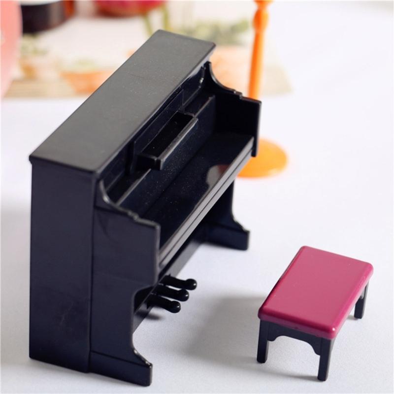Plastik Puppenhaus Miniaturklavier mit Hocker Mini Puppenhaus Instrumentenmodell