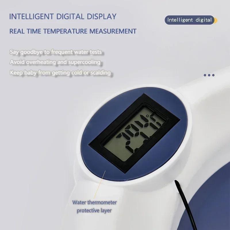 Real-time Temperature Silicone Baby Take A Bath Bathtub Non-Slip Foot Bath Bucket Folding Bathroom with Temperature Sensing