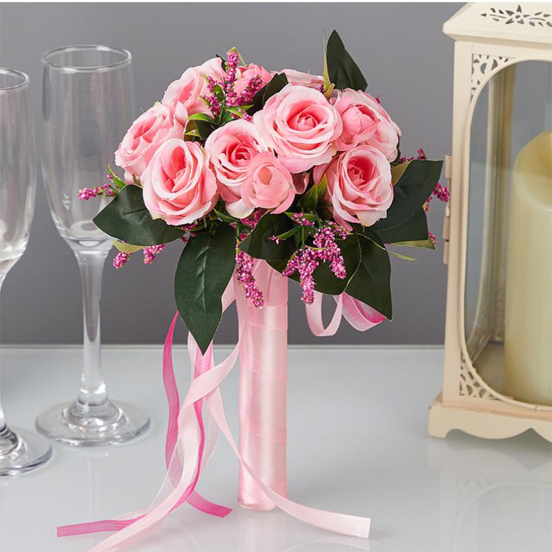 Bridal Bridesmaid Wedding Bouquet White Silk Flowers Roses Wedding Accessories Mariage Bouquet Artificial Flower