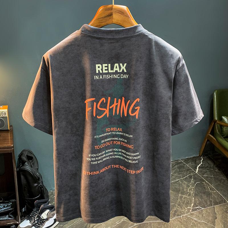 

Летняя футболка с короткими рукавами, мужская, с открытыми плечами, с круглым вырезом, с принтом, повседневная рубашка-боди, универсальные, плотные, дышащие, дизайнерские топы XL