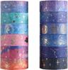 Set of Masking BetterJonny 15mm Wide X 2m Long Gold Foil Washi Tape for Creative Gift and DIY Arts and Gift and Decoration 12-Roll Tape, Scrapbooking,