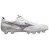 Mizuno Alpha Comfortable Versatile FG (Rubber Long Studs) Natural Grass Slip-Resistant Durable Soccer Shoes Unisex Soccer Shoes White Red P1GA236209