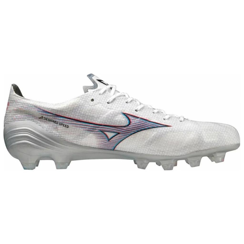 Mizuno Alpha Comfortable Versatile FG (Rubber Long Studs) Natural Grass Slip-Resistant Durable Soccer Shoes Unisex Soccer Shoes White Red P1GA236209