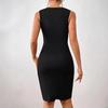 Fashion Women's Patchwork Color Block Asymmetric Sleeveless Slim Fit Sexy Dress Inner Wear
