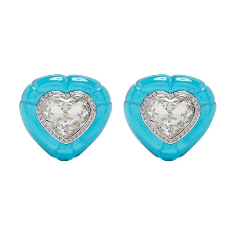 Swarovski Dulcis Logo Design Stud Earrings Women s Blue 5714385