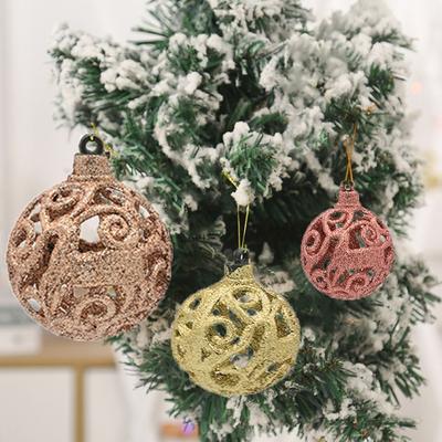 9Pcs 6cm Christmas Ball Set Painted Plastic Christmas Tree Pendant Hollow Out Reusable Hanging Pendants Christmas Gift