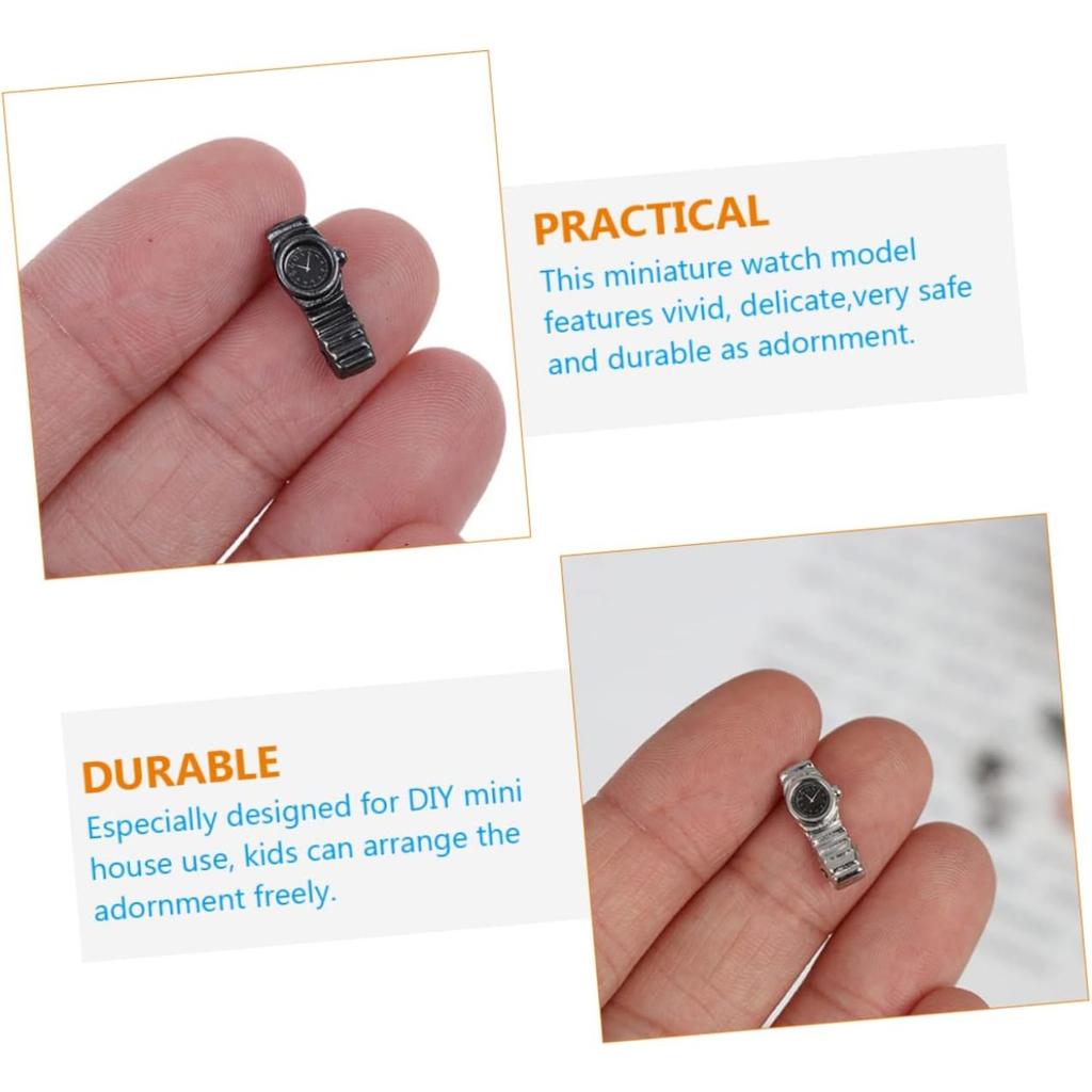 4 Pieces Micro Toy Christmas Decor Baby Doll Playset Furniture Accessories Mini Furniture Watch Toy Miniature Watches Mini Dolly Watches Pocket Watch