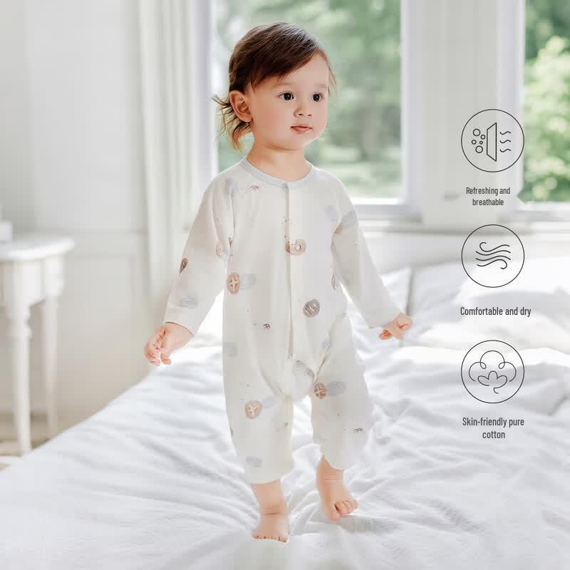 Unisex Baby Pure Cotton Long-Sleeve Summer Romper