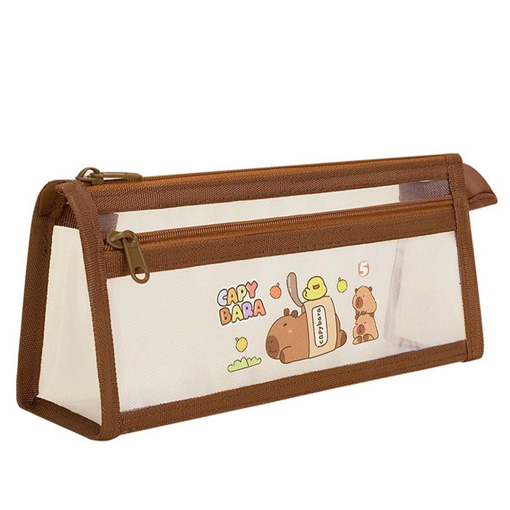 Mesh Pen Bag Capybara Stationery Bag Multi-functional Pencil Case  Gift