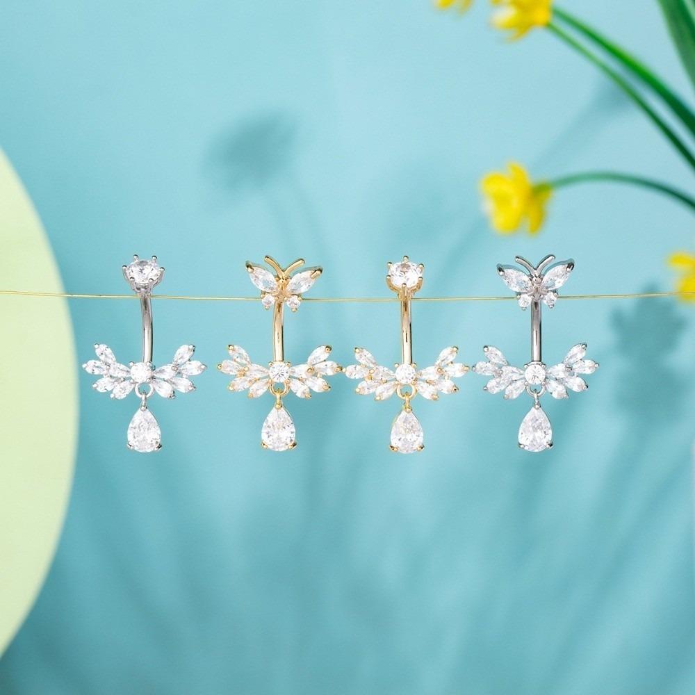 Anneau de nombril design papillon zirconium Anneau de nombril scintillant Piercing de nombril ailes mode Femmes