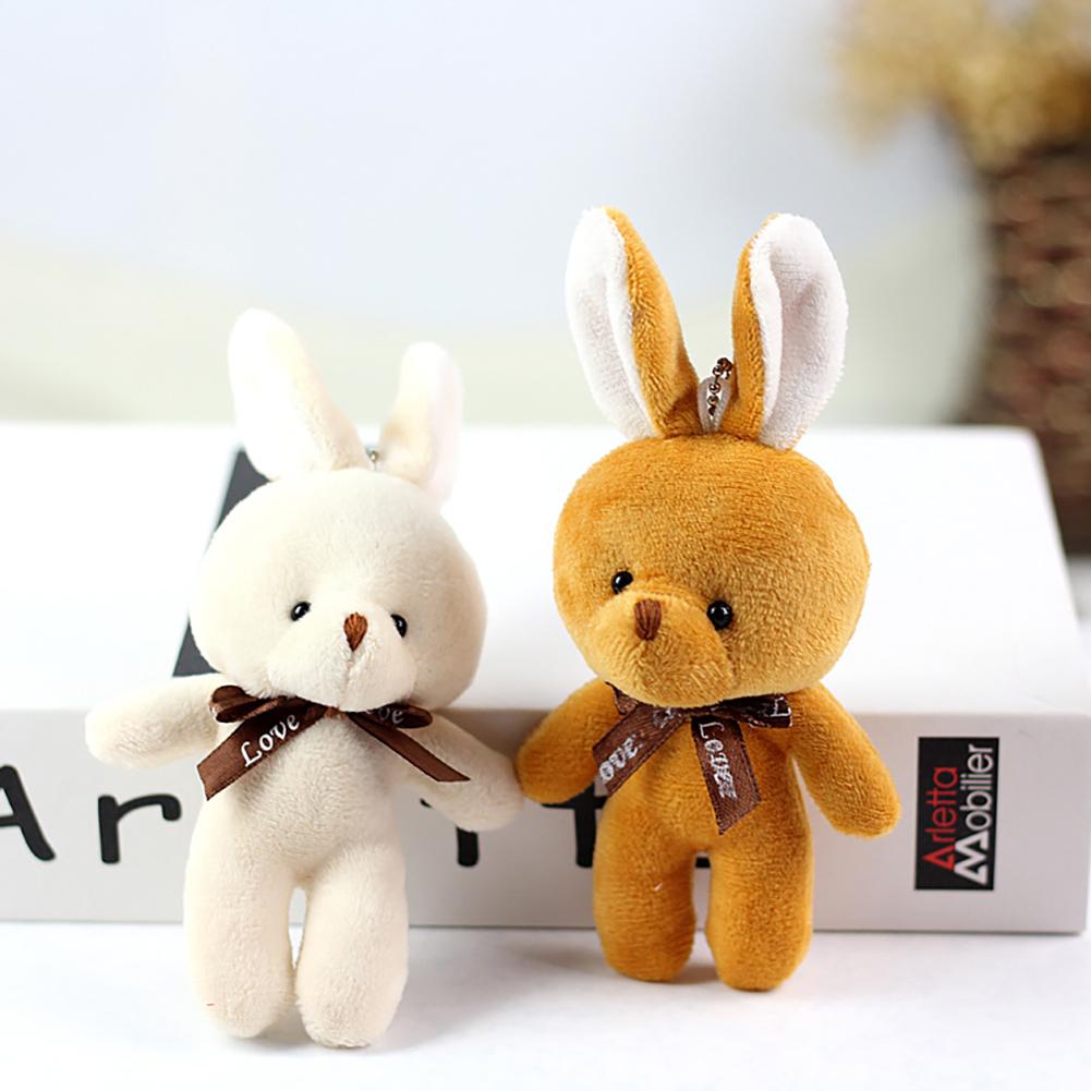 16CM Plush Toy Rabbit with Ribbon Bow Siamese Rabbits Toys Key Chain Pendant Gifts for Children Kids Toy Wedding Gifts