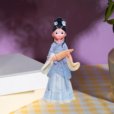 Antike Chinesische Mädchenstatue, Hanfu-Puppe, Handgefertigte Harzfigur, Geschenk für Wohnzimmer und Schreibtisch