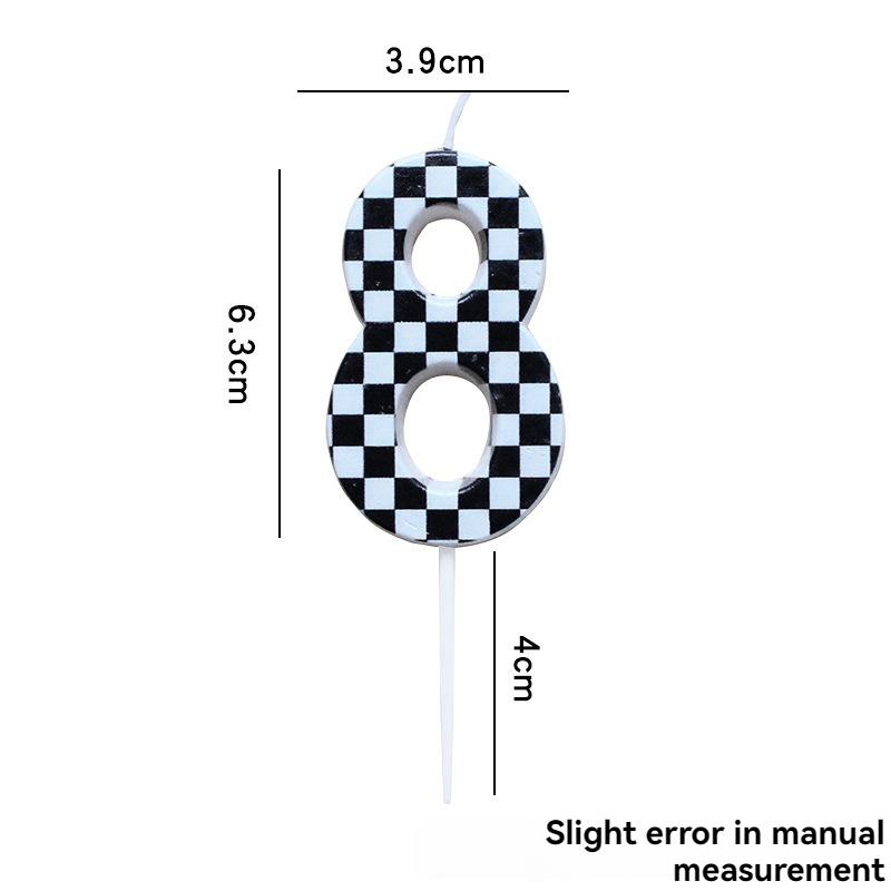 1pcsBirthday Candle Number Checkered Candle Birthday Party Decoration Cake Topper for Racing Car Party Decoration Theme Party