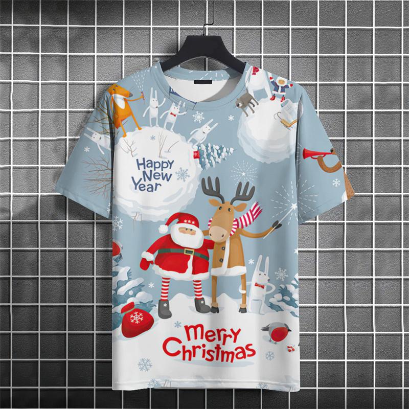 Summer Christmas Tree 3D Print T-Shirts Streetwear Men FashionOversized Casual O-Neck Short Sleeved T Shirt Tees Tops Clothing