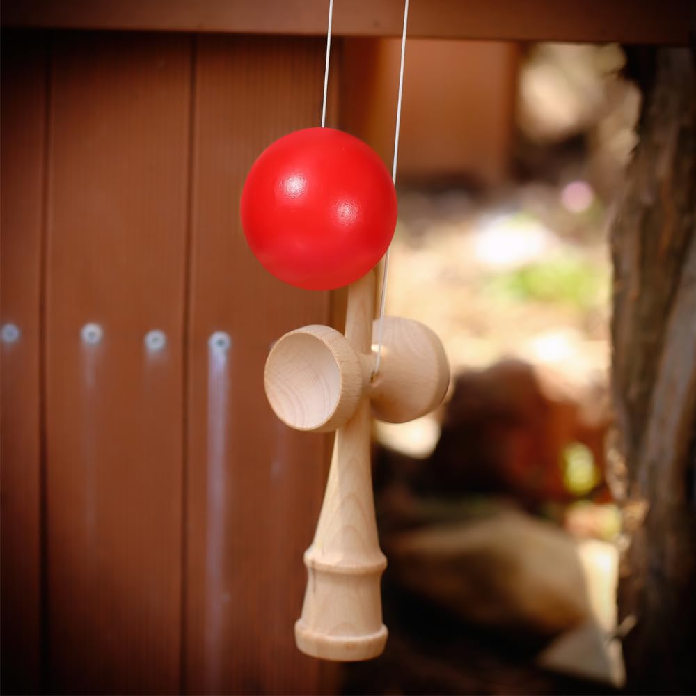 2-Piece Kendama Set for Street and Freestyle Kendama, Increases Success Rate for Tricks, Wooden Toy Kendama, Great Gift (1 Red + 1 Light Blue)