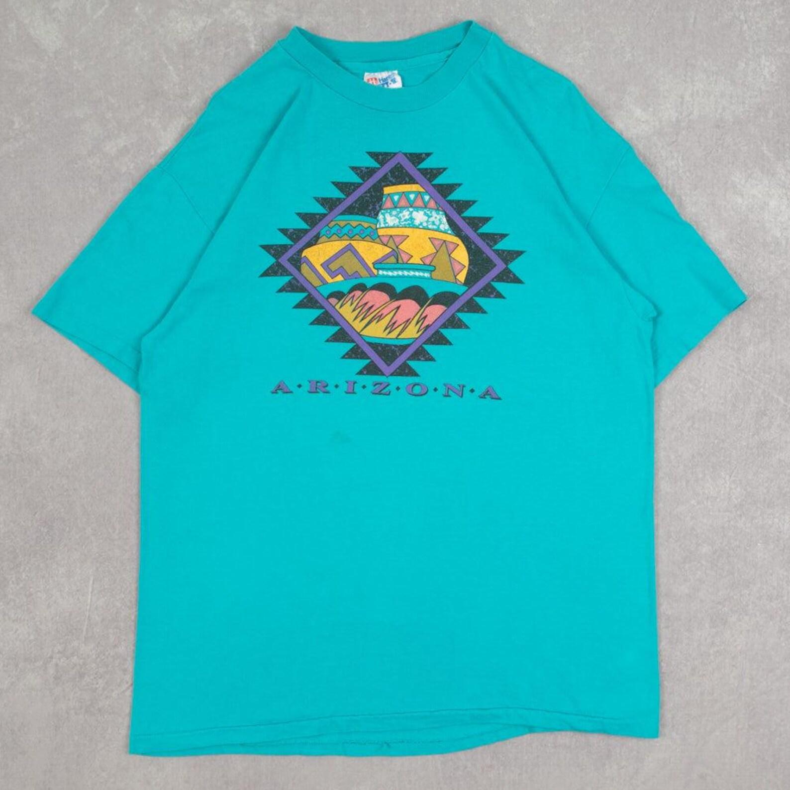 Hanes Beefy Vintage Arizona Graphic Print Single Stitch T-Shirt Large Men s 1990s USA Made Blue Location 3XL
