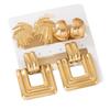 A Pair of Retro Gold Geometric Square Hollow Glossy Earrings, Women's Earrings, Vacation Daily Gifts