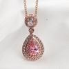 Accessories: Rose Gold-plated Pink Diamond Pear-shaped Necklace Pendant Female Sparkle Drop-shaped Zircon Necklace Jewellery