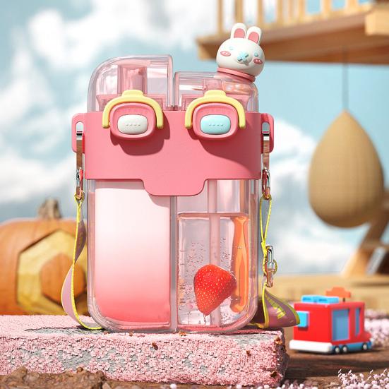 

Бутылка для воды большой емкости 530/780 мл с чистящей щеткой DIY наклейка с рисунком из мультфильма герметичная портативная дорожная двухкамерная соломинка для питья S красный