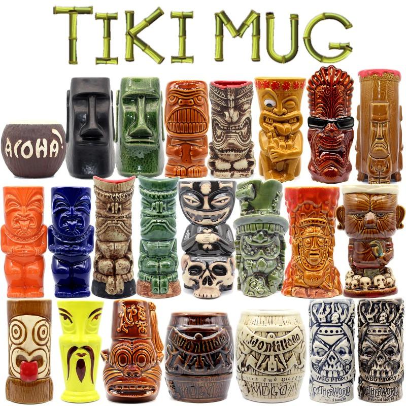 Tiki Bar Tiki MUG Keller Hawaii Cocktail Glass Martini Ceramic Mugs Creative Cup Easter Island Mugs Halloween Gift for Bar Tools